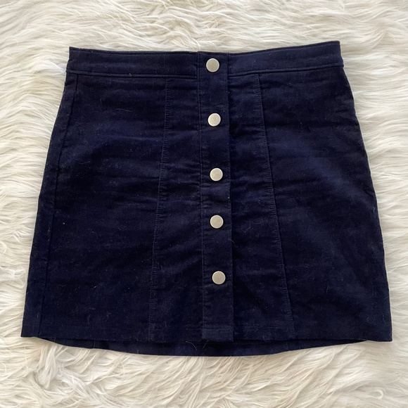 Altar'd State Dresses & Skirts - Altar’s state blue velvet like button mini skirt